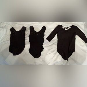 3 black 6/6X black leotards